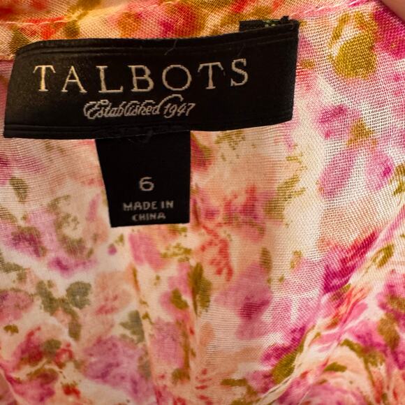 Talbots Pink Floral Textured Sleeveless Blouse Top Size 6 Cotton - Picture 5 of 7